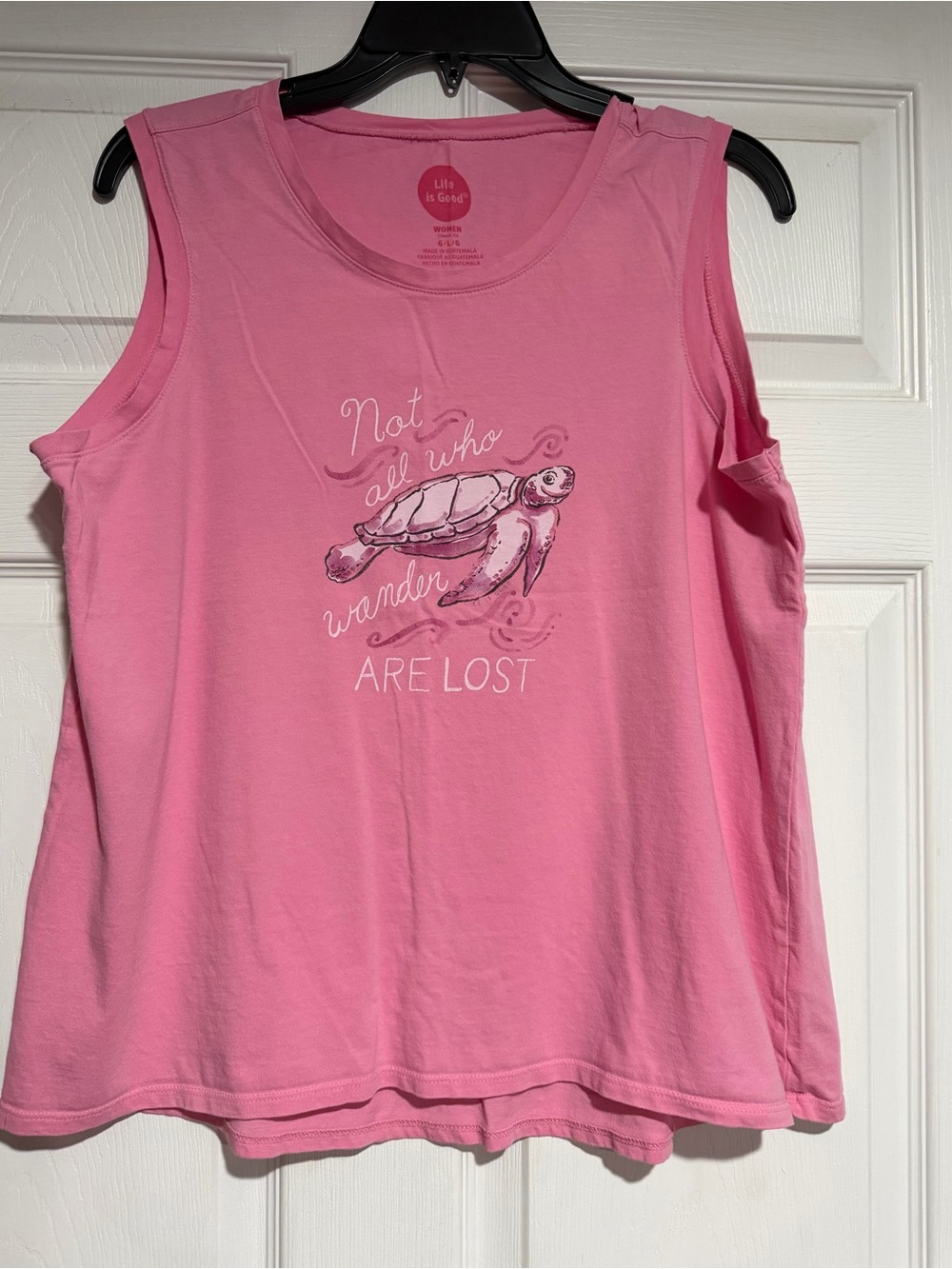 Life Is Good Pink Graphic Turtle Tank Top